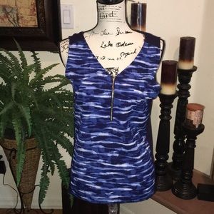 Ann Klein blue zipper top size small